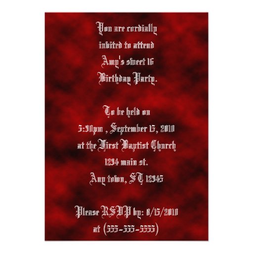 Angel Wing Sweet 16 Birthday Goth Invitation