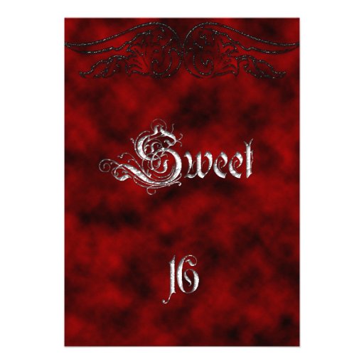 Angel Wing Sweet 16 Birthday Goth Invitation