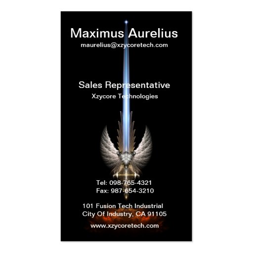 Angel Wing Sword Of Arkledious Black Business Card