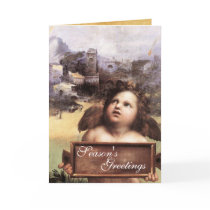 ANGEL ,Winged Cherub ,Blue Sapphire,Parchment Greeting Cards