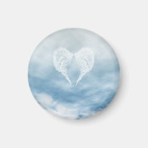 Angel Wings in Cloudy Blue Sky Fridge Magnets