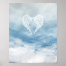 Angel Wings in Cloudy Blue Sky Print