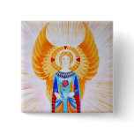 Angel With a Rose (plain) Button
