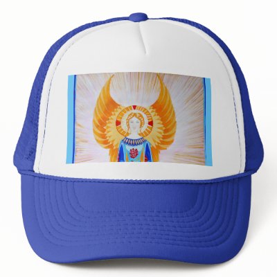 Angel With a Rose (plain) Mesh Hat by Leenasart