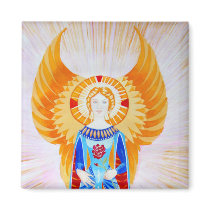 Angel With a Rose (plain) magnets by Leenasart Angel With a Rose (plain) magnets