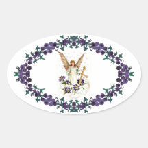 Angel With Cross And Clematis Flower Sticker