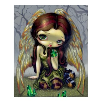 Angel with Emeralds ART PRINT big eyed angel print