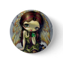"Angel with Emeralds" Button