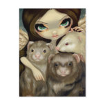 "Angel with Ferrets" Postcard
