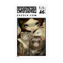 "Angel with Ferrets" Stamp