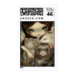 "Angel with Ferrets" Stamp
