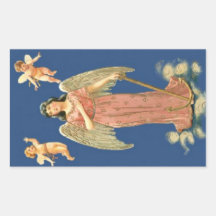Angel With Golden Anchor Rectangular Stickers