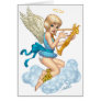 Angel with Halo and Golden Harp by Al Rio Greeting Card