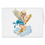 Angel with Halo and Golden Harp by Al Rio Card