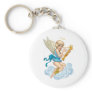 Angel with Halo and Golden Harp by Al Rio Key Chain