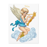 Angel with Halo and Golden Harp by Al Rio Postcards