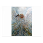 Angel with hawk for good fortune post cards