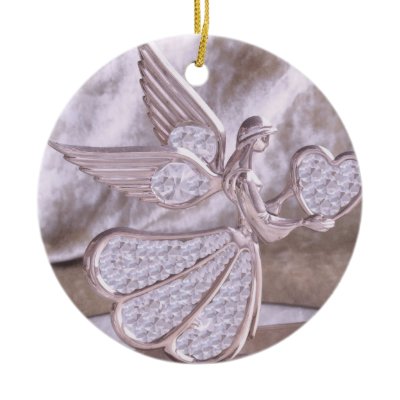 Angel with Heart with Heart Ornament