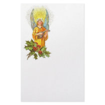 Angel With holly And Mandolin Custom Stationery