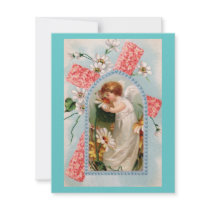 Angel with pink cross invitations