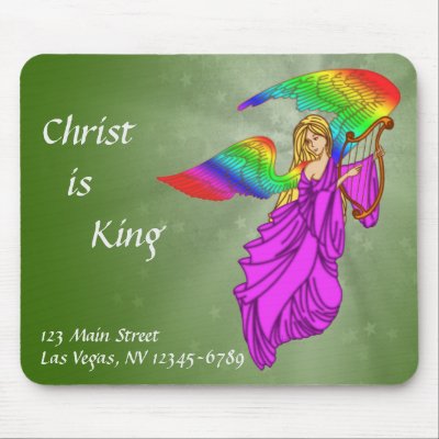Angel with Rainbow Wings Mousepad by AtlasShrugging