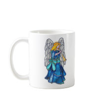 Angel with Trumpet Stained Glass Coffee Mugs