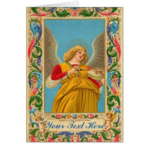 Angel With Violin And Florentine Pattern Greeting Card