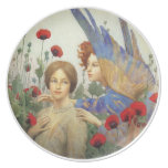 Angel, woman and flowers plate plates