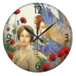Angel, woman and flowers wall clock wall clocks