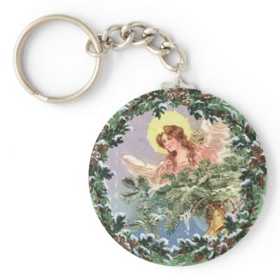 ANGEL & WREATH by SHARON SHARPE Keychains by sharonsharpe