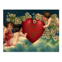Ángeles del el día de San Valentín del Victorian d Tarjeta Postal