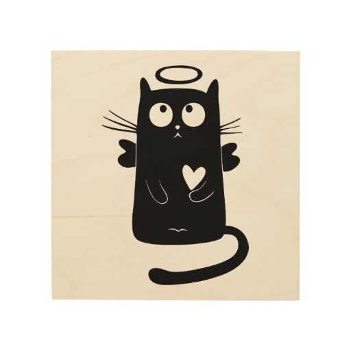 angelic black cat wood wall zazzle angelic black cat wood wall zazzle