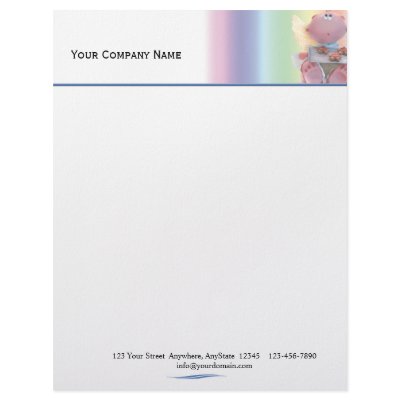 Angelic Cartoon Baby on Rainbow Header Letterhead Template by NoteableExpressions