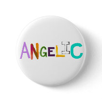 Angelic fun colorful word art sweet angel good button