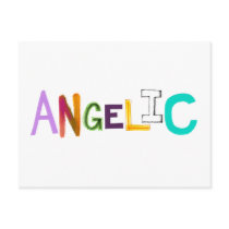 Angelic fun colorful word art sweet angel good post card