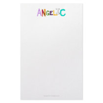 Angelic fun colorful word art sweet angel good stationery design