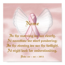 Angelic Pink Ribbon Poem Poster - Customize posters