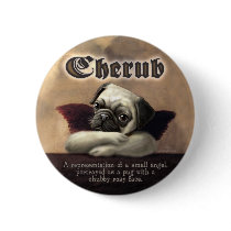 Angelic Pug Cherub Gift Items buttons by mudgestudios Angelic Pug Cherub Gift Items buttons