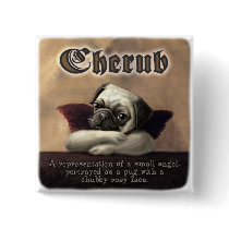 Angelic Pug Cherub Gift Items buttons by mudgestudios Angelic Pug Cherub Gift Items buttons