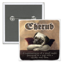 Angelic Pug Cherub Gift Items Buttons
