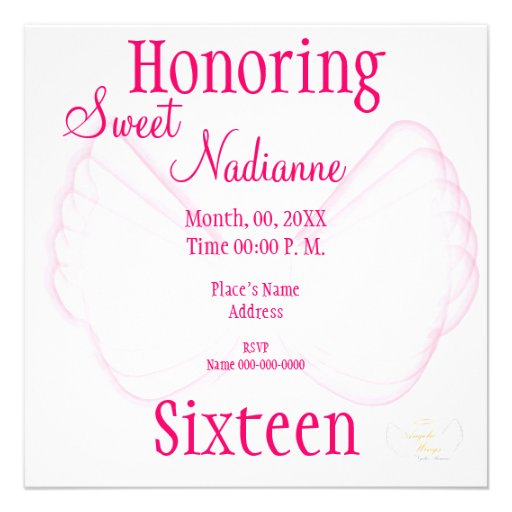 Angelic Sweet Sixteen Dream Invitation- Cust.