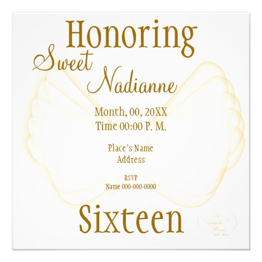 Angelic Sweet Sixteen Dream Invitation- Cust.