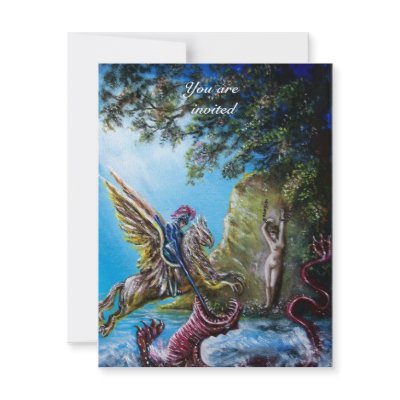 ANGELICA  AND SEA DRAGON, gem red Custom Invitation by AiLartworks