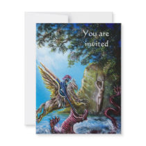 ANGELICA  AND SEA DRAGON, parchment Personalized Invite