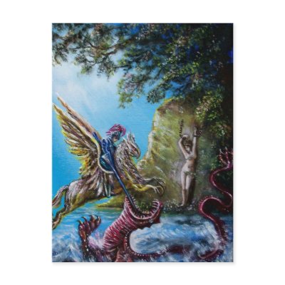 ANGELICA  AND SEA DRAGON POSTCARD by AiLartworks