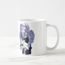 angel, angelina, halo, fairy, gothic, combat, boots, black, violet, blue, fantasy, Mug with custom graphic design