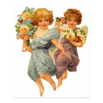 Angels and Flowers Posters and Prints by vintagegiftmall Angels and Flowers Posters and Prints