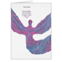 Angels art Pastel Colors bible verse Psalm 91:11 Greeting Cards