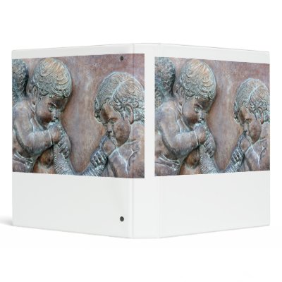 Angels blowing trumpets copper aged relief 3 ring binder by SusansZooCrew
