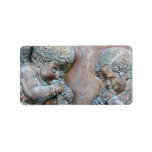 Angels blowing trumpets copper aged relief personalized address label